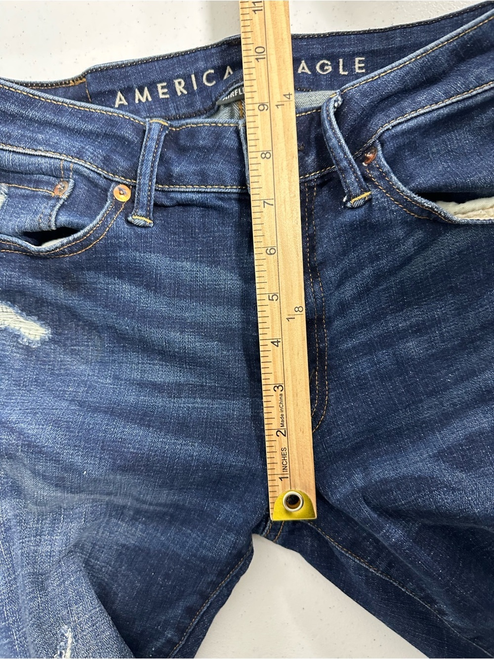 American Eagle Mens Sz 29x32 Destroyed Airflex Slim Denim Blue Jeans Stretch - Picture 13 of 15